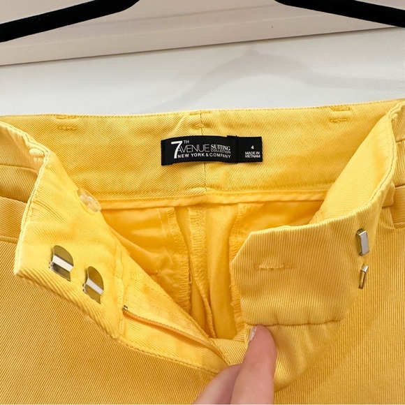 New York & Co 7th Avenue Suiting Collection Flat Front Zip Ankle Pants Yellow 4 - Picture 5 of 8